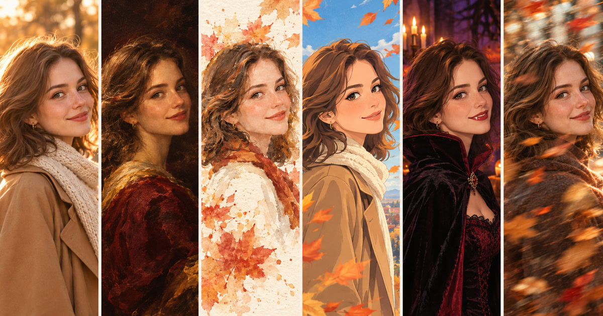 Autumn Portrait Styles: Turning One Photo Into 6 Kinds of Fall Art